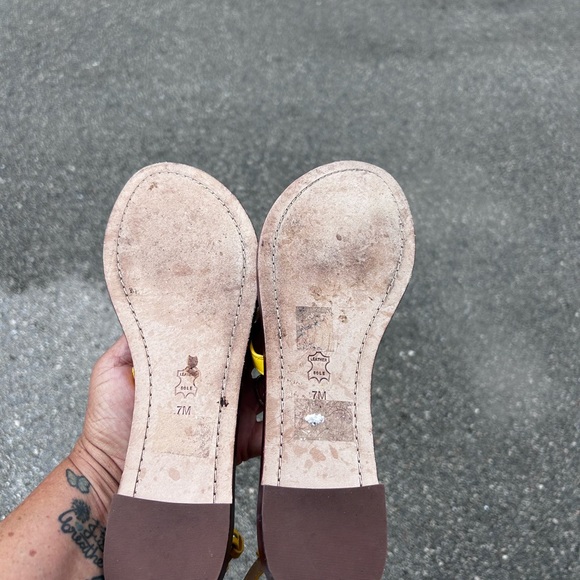 ⬇️SALE‼️ TORY BURCH • Yellow New Toggle Leather Flat Sandals • size 7 - Picture 10 of 10
